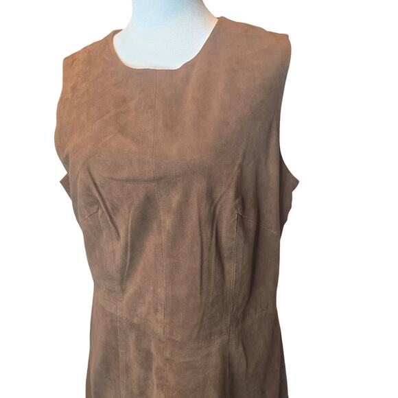 Spiegel Vintage Brown Suede‎ Leather Sleeveless Tunic Tank Top Western Size 14 - Picture 2 of 5